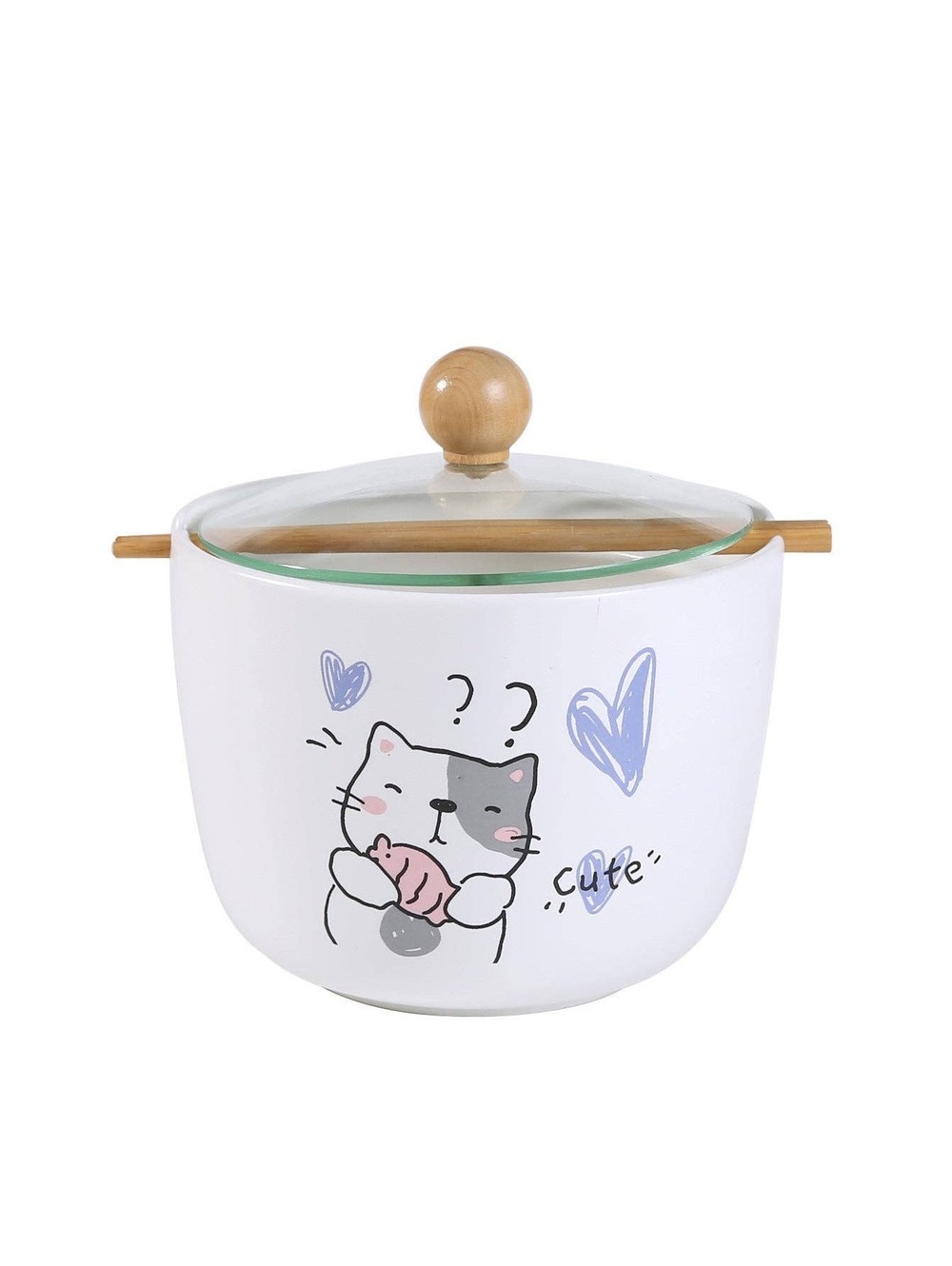 Urban Tokyo - Cute Cat 26oz Bowl with Lid and Chopsticks